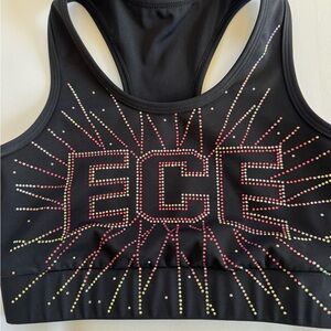 Black Cheer Sports Top | Rhinestone ECE Design | Youth Medium